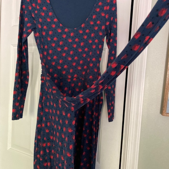 Boden Silvia Jersey “Faux” Wrap Dress Navy Floral Dot Print - Size 4 R - Picture 4 of 9